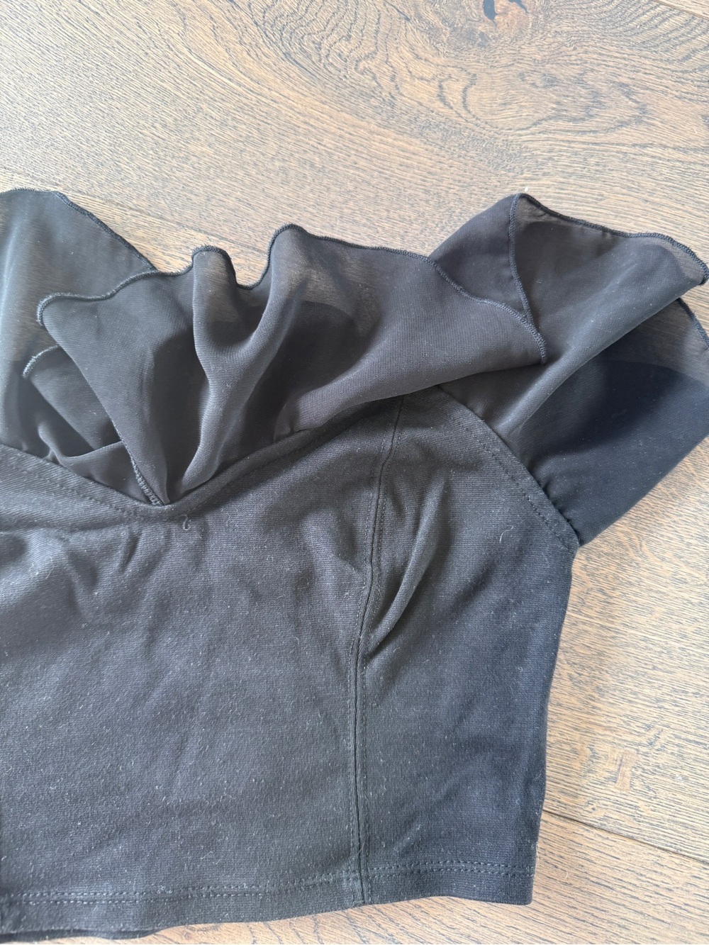 Kimchi Blue Black Ruffle Crop Top - Picture 2 of 4